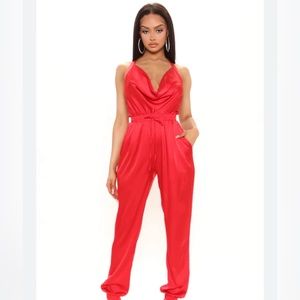 Fashion Nova Perfect Desire Satin Jumpsuit
